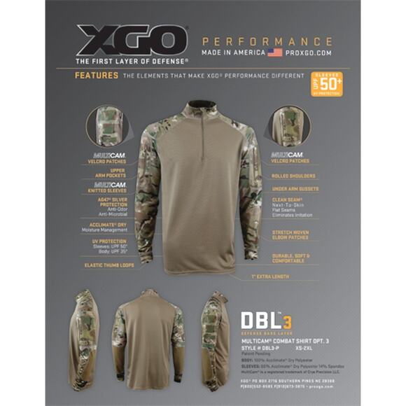 NWT! XGO Men's Apparel Fr Defense Base Layer Combat Shirt LARGE - Picture 2 of 13